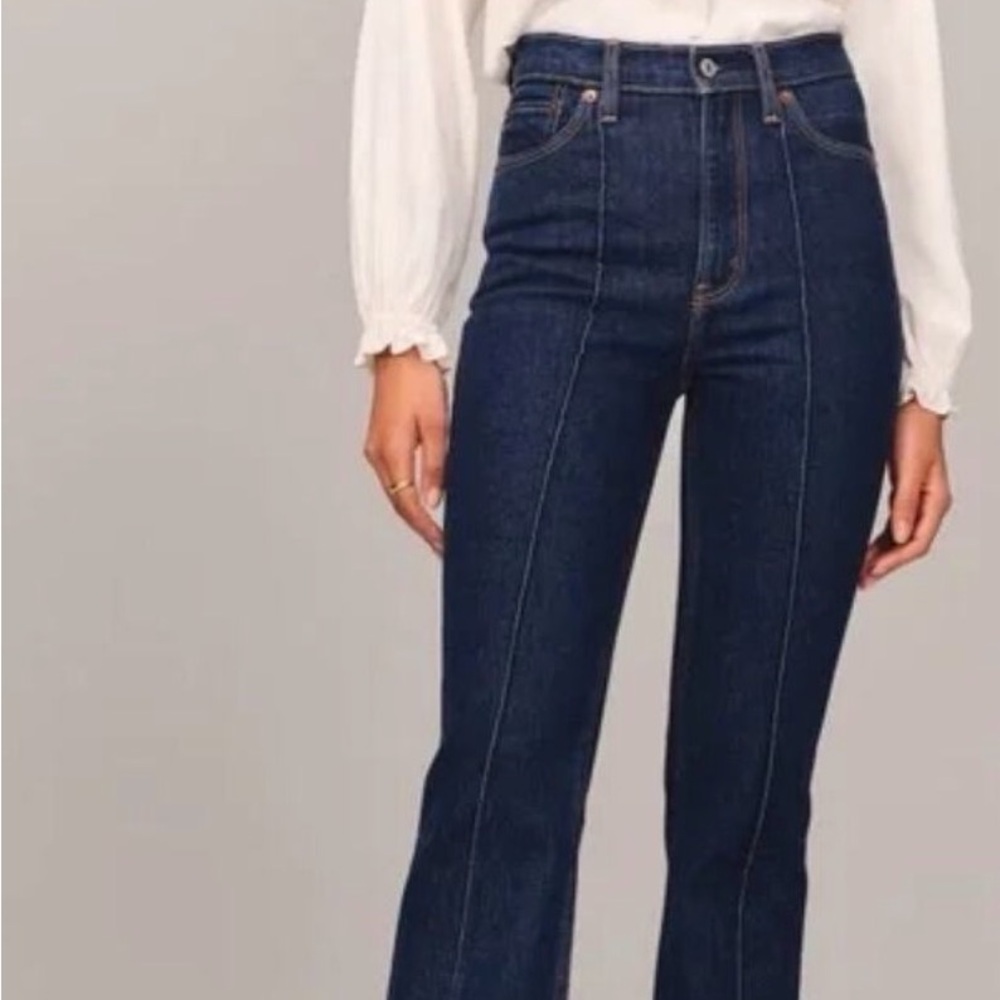Abercrombie & Fitch High-Rise Dark Indigo Flare Jeans